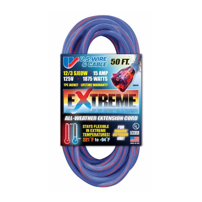 US Wire Extreme All-Weather Cords with Lighted Plug