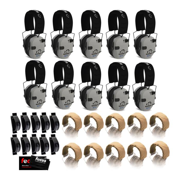 Walker's Razor X-TRM Digital Ear Muffs (Gray) Essentials Bundle (10-Pack)