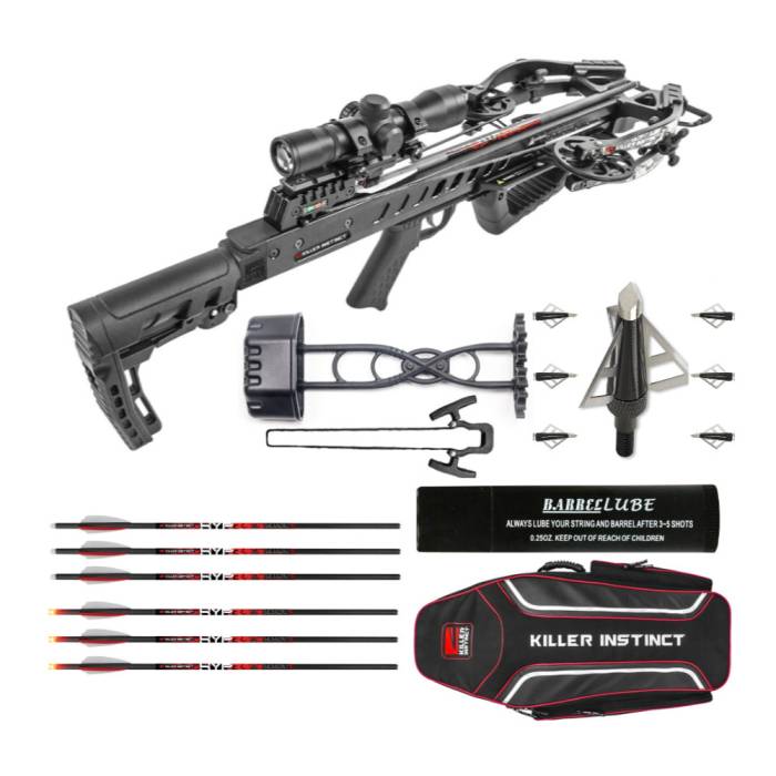 Killer Instinct Fatal-X Crossbow with Crossbow Case, Crossbow Bolts (3-Pack) and Hunting Broadheads